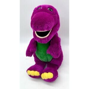 Vintage Barney Dinosaur Plush 15” Stuffed Purple Open Mouth Plastic Eyes Korea